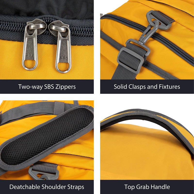 Ubon Heavy Duty Duffle Bag Gym Sport Bags with Convertible Backpack Straps (Yellow,65L) - Image 3